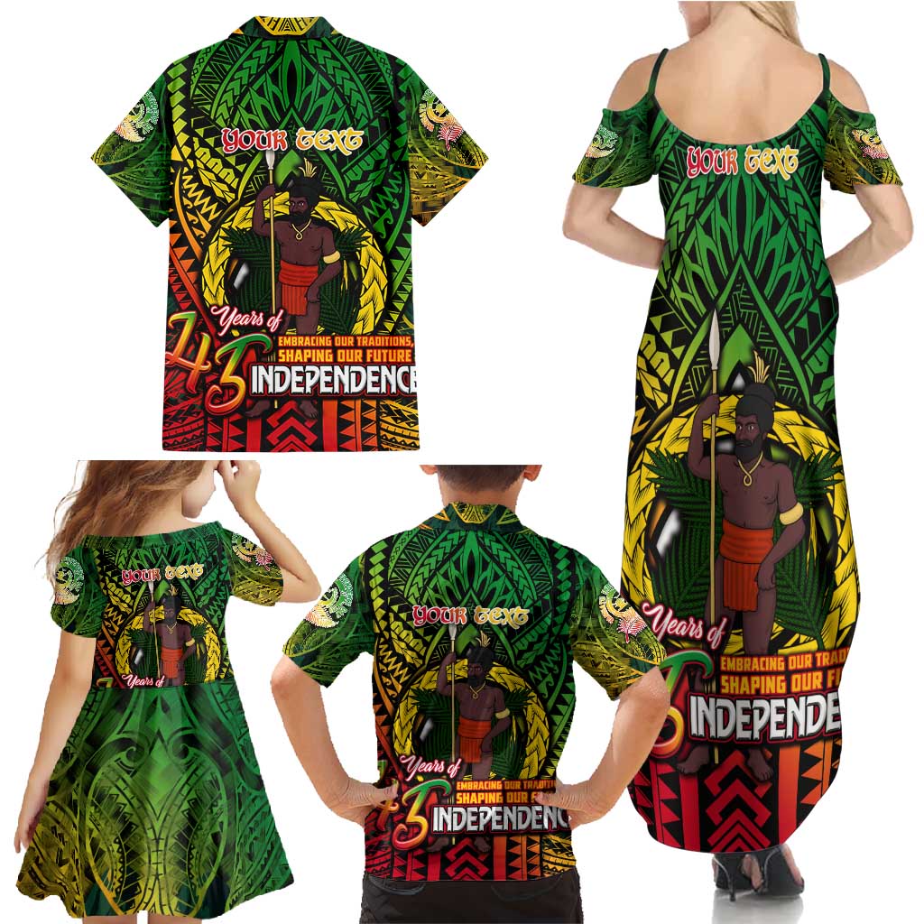 Vanuatu 45th Independence Anniversary Family Matching Summer Maxi Dress and Hawaiian Shirt Embracing Our Traditions Shaping Our Future