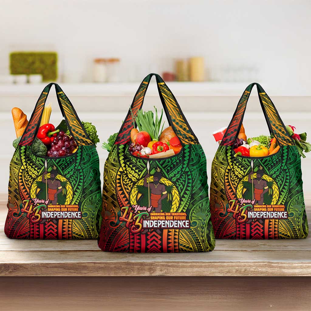Vanuatu 45th Independence Anniversary Grocery Bag Embracing Our Traditions Shaping Our Future