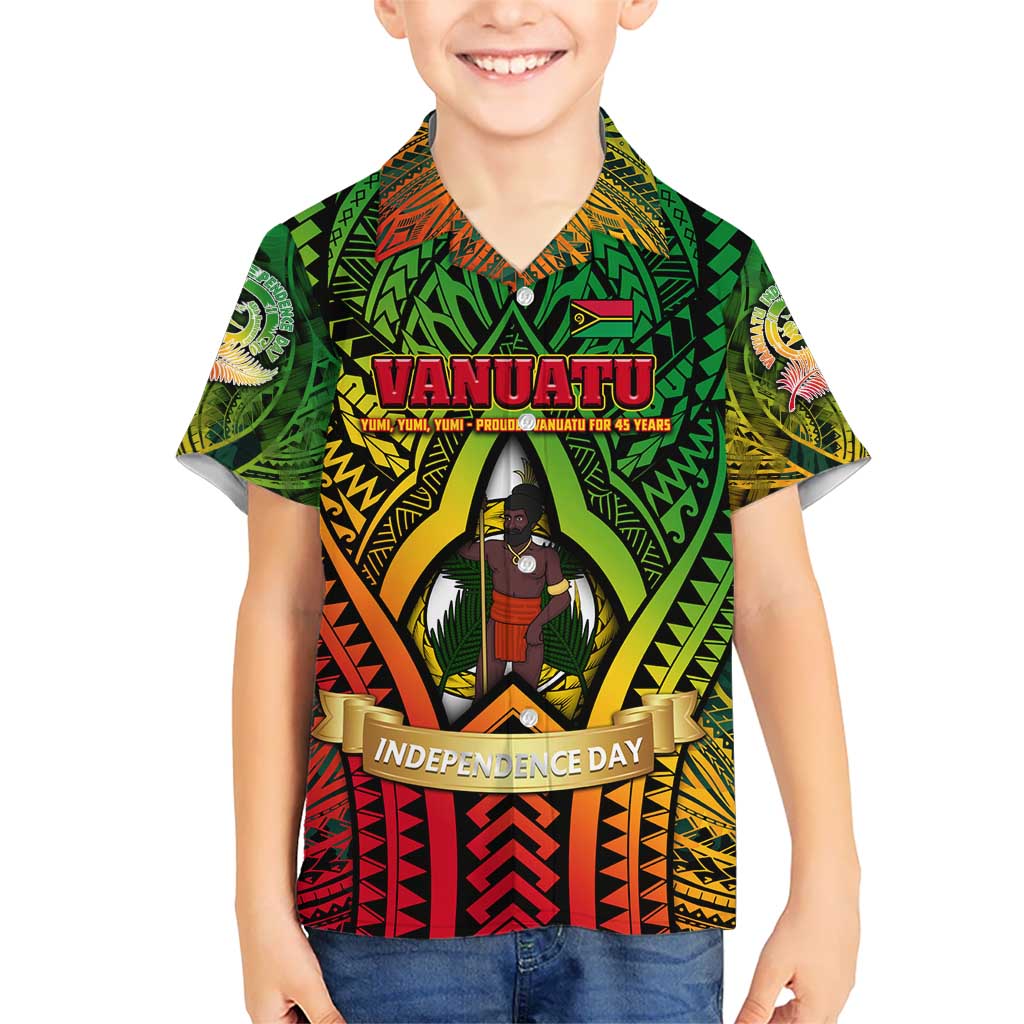 Vanuatu 45th Independence Anniversary Kid Hawaiian Shirt Embracing Our Traditions Shaping Our Future