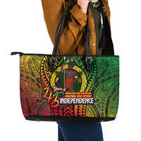 Vanuatu 45th Independence Anniversary Leather Tote Bag Embracing Our Traditions Shaping Our Future