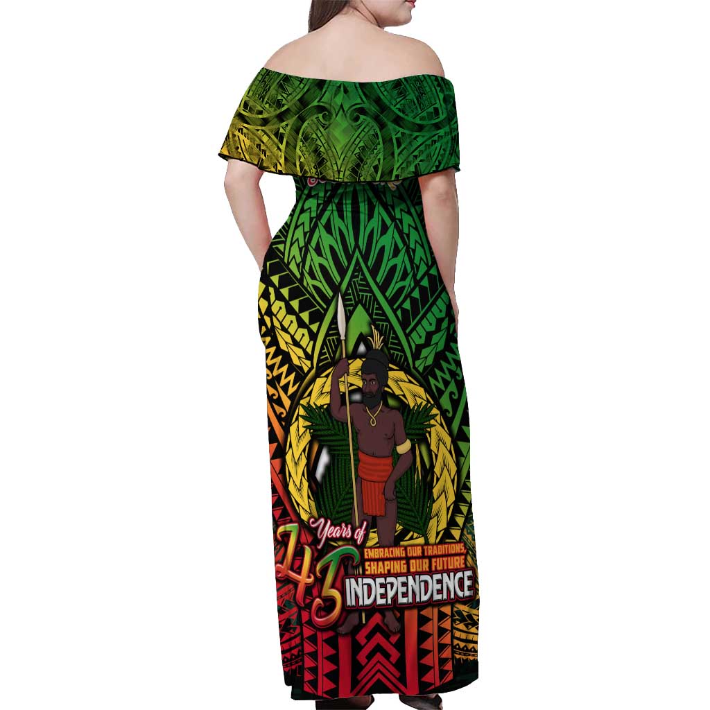 Vanuatu 45th Independence Anniversary Off Shoulder Maxi Dress Embracing Our Traditions Shaping Our Future