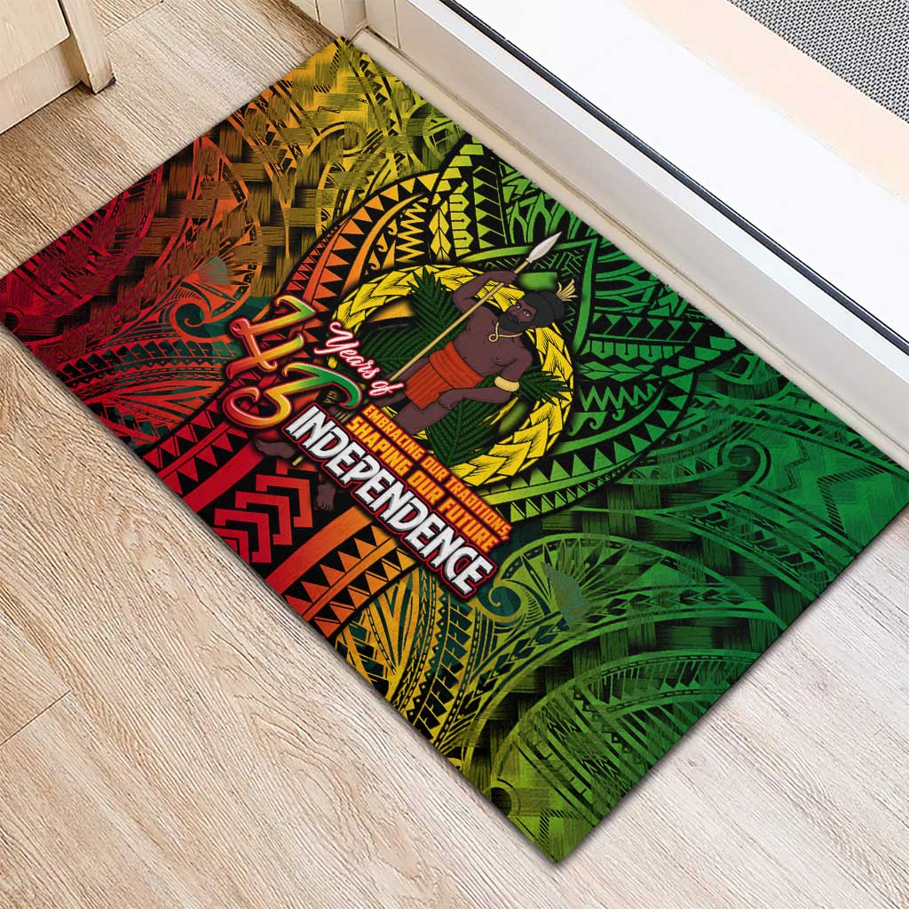 Vanuatu 45th Independence Anniversary Rubber Doormat Embracing Our Traditions Shaping Our Future
