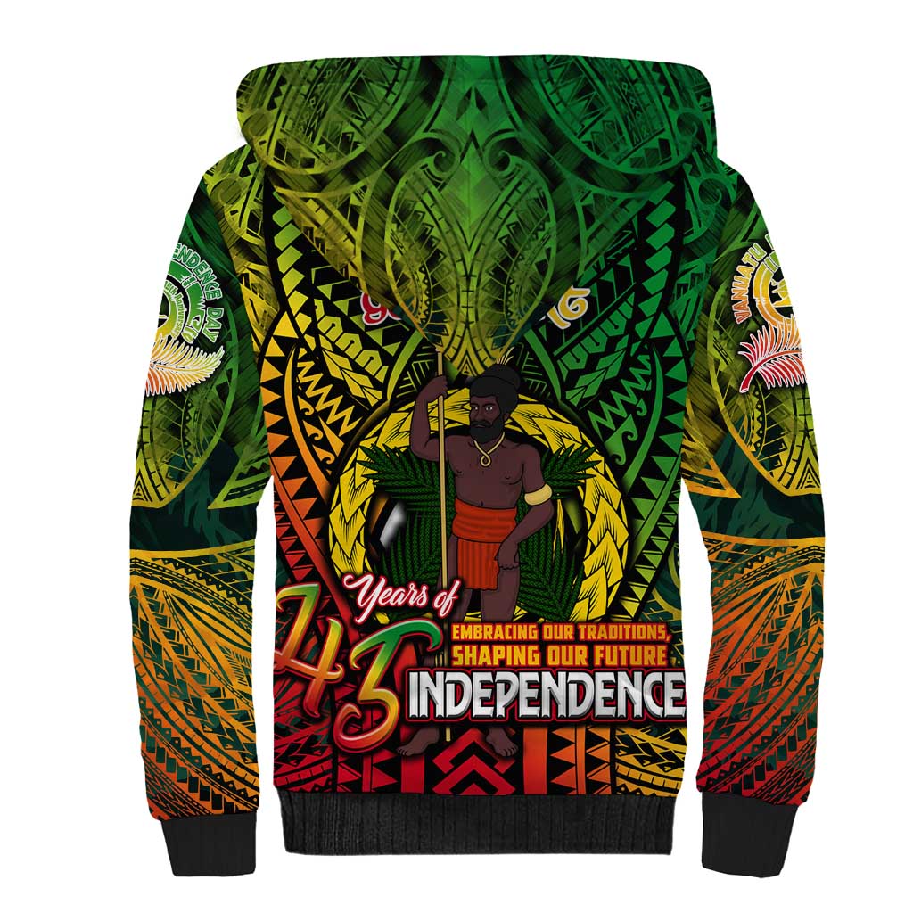 Vanuatu 45th Independence Anniversary Sherpa Hoodie Embracing Our Traditions Shaping Our Future