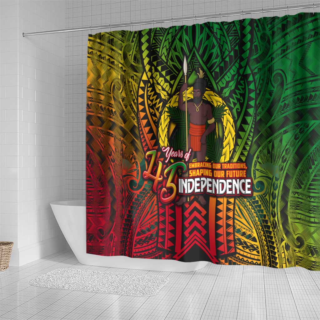 Vanuatu 45th Independence Anniversary Shower Curtain Embracing Our Traditions Shaping Our Future