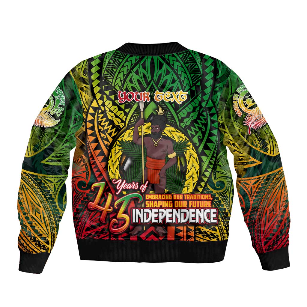 Vanuatu 45th Independence Anniversary Sleeve Zip Bomber Jacket Embracing Our Traditions Shaping Our Future