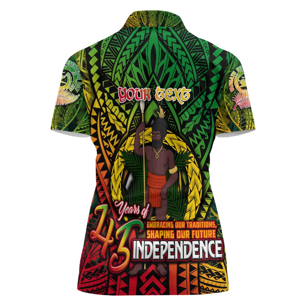 Vanuatu 45th Independence Anniversary Women Polo Shirt Embracing Our Traditions Shaping Our Future
