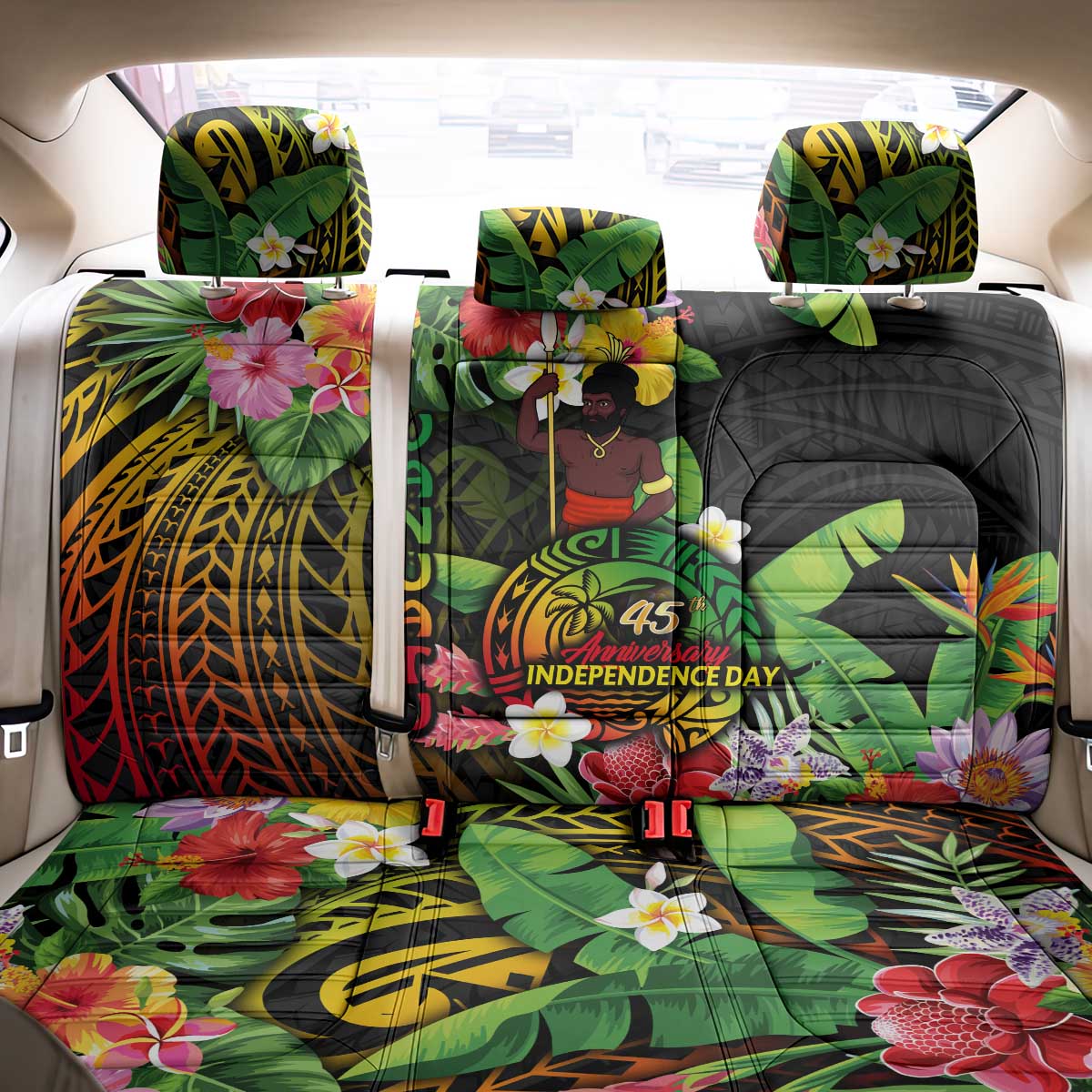 45th Anniversary of Freedom Vanuatu Back Car Seat Cover Island Pride Cultural Power Pacific Unity