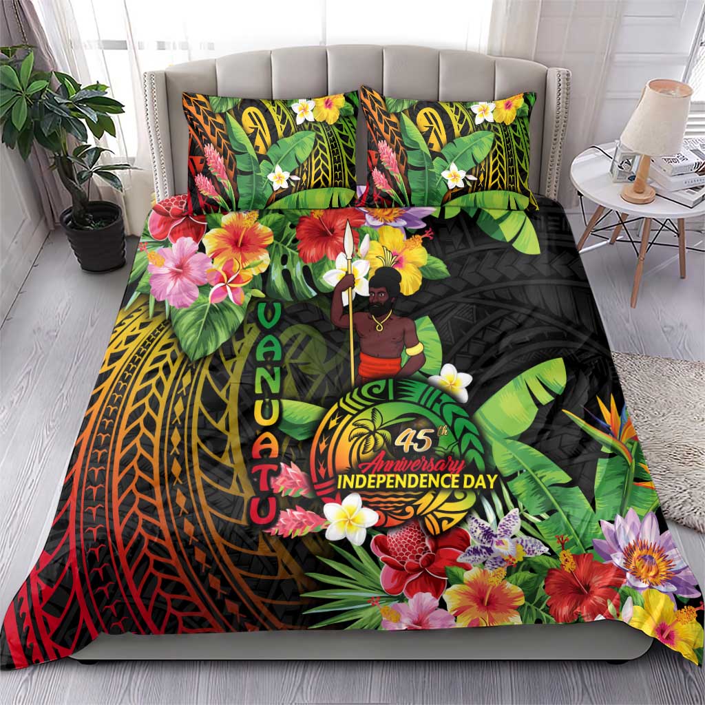 45th Anniversary of Freedom Vanuatu Bedding Set Island Pride Cultural Power Pacific Unity