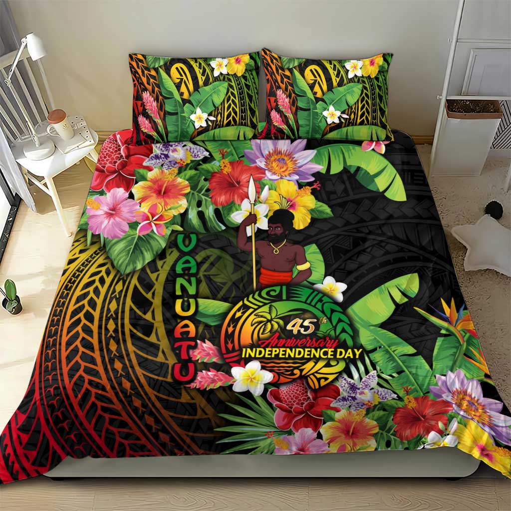 45th Anniversary of Freedom Vanuatu Bedding Set Island Pride Cultural Power Pacific Unity