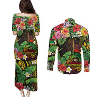 45th Anniversary of Freedom Vanuatu Couples Matching Puletasi and Long Sleeve Button Shirt Island Pride Cultural Power Pacific Unity