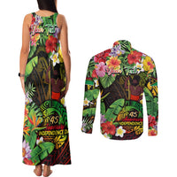 45th Anniversary of Freedom Vanuatu Couples Matching Tank Maxi Dress and Long Sleeve Button Shirt Island Pride Cultural Power Pacific Unity
