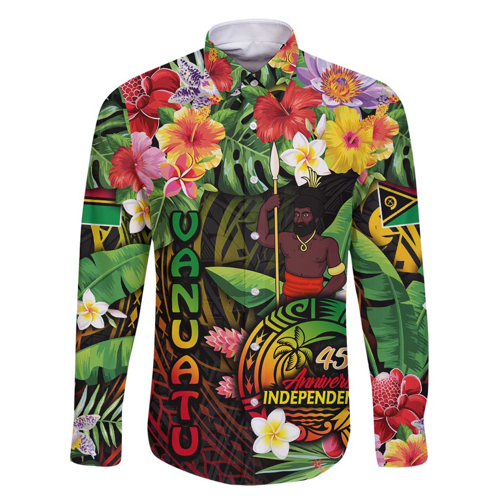 45th Anniversary of Freedom Vanuatu Family Matching Long Sleeve Bodycon Dress and Hawaiian Shirt Island Pride Cultural Power Pacific Unity