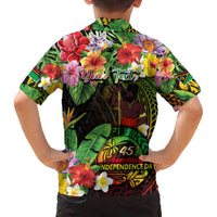 45th Anniversary of Freedom Vanuatu Family Matching Off The Shoulder Long Sleeve Dress and Hawaiian Shirt Island Pride Cultural Power Pacific Unity