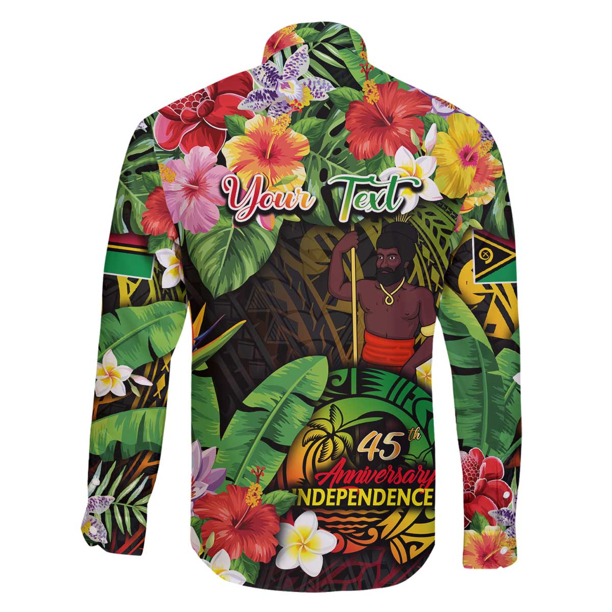 45th Anniversary of Freedom Vanuatu Family Matching Off The Shoulder Long Sleeve Dress and Hawaiian Shirt Island Pride Cultural Power Pacific Unity