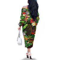 45th Anniversary of Freedom Vanuatu Family Matching Off The Shoulder Long Sleeve Dress and Hawaiian Shirt Island Pride Cultural Power Pacific Unity
