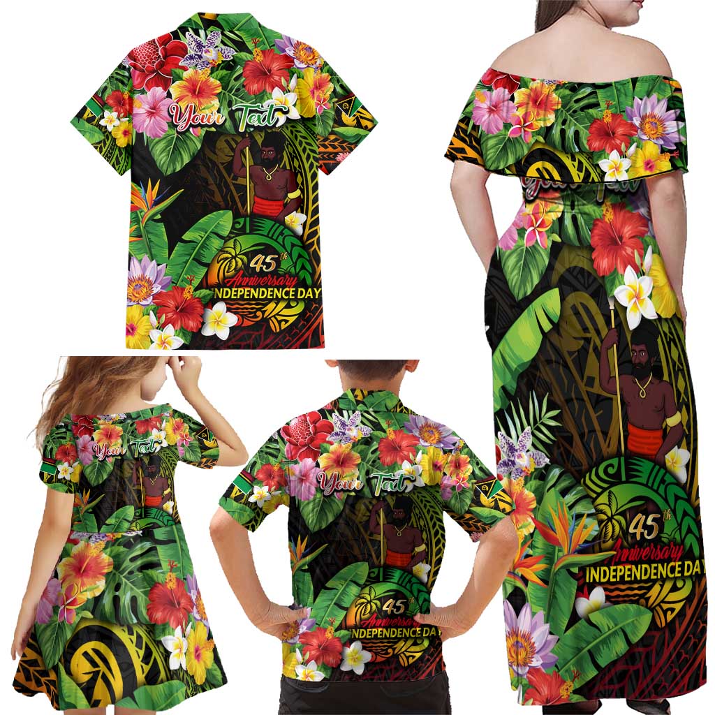45th Anniversary of Freedom Vanuatu Family Matching Off Shoulder Maxi Dress and Hawaiian Shirt Island Pride Cultural Power Pacific Unity