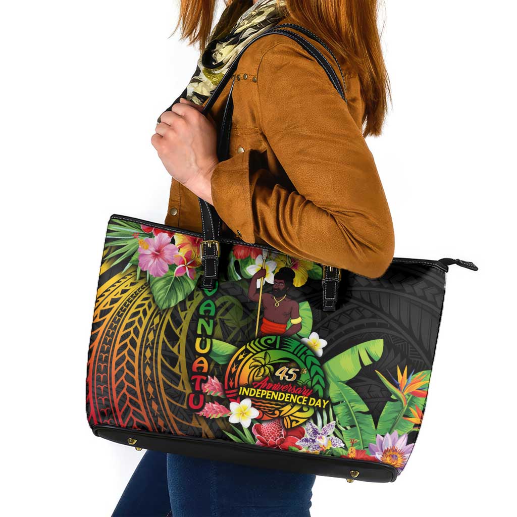 45th Anniversary of Freedom Vanuatu Leather Tote Bag Island Pride Cultural Power Pacific Unity