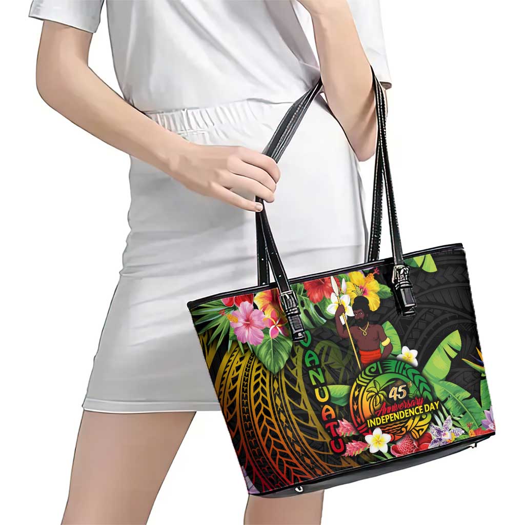45th Anniversary of Freedom Vanuatu Leather Tote Bag Island Pride Cultural Power Pacific Unity