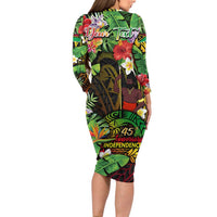 45th Anniversary of Freedom Vanuatu Long Sleeve Bodycon Dress Island Pride Cultural Power Pacific Unity