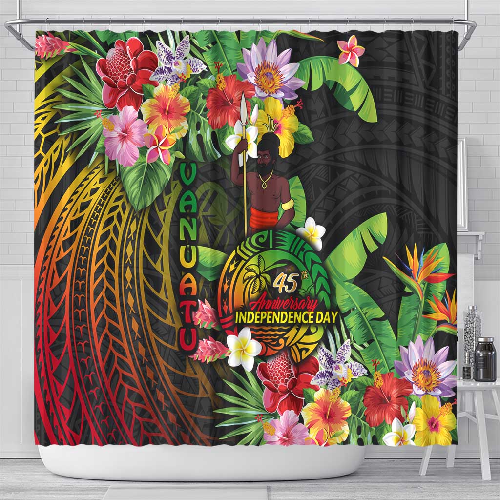 45th Anniversary of Freedom Vanuatu Shower Curtain Island Pride Cultural Power Pacific Unity