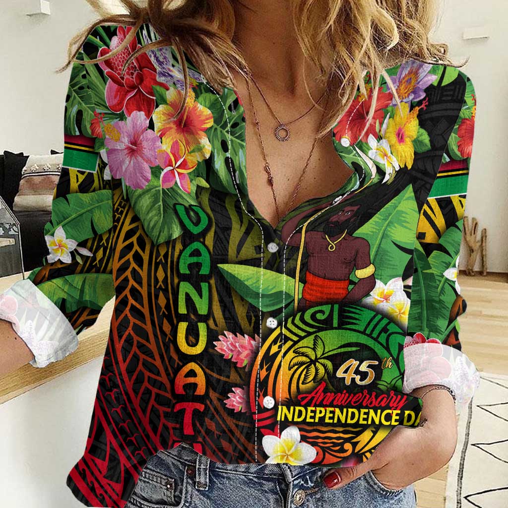 45th Anniversary of Freedom Vanuatu Women Casual Shirt Island Pride Cultural Power Pacific Unity