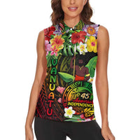 45th Anniversary of Freedom Vanuatu Women Sleeveless Polo Shirt Island Pride Cultural Power Pacific Unity