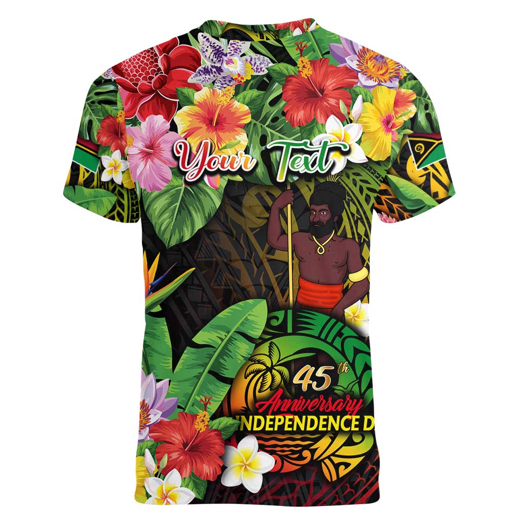 45th Anniversary of Freedom Vanuatu Women V-Neck T-Shirt Island Pride Cultural Power Pacific Unity