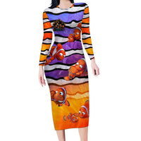 The Ocean Best Dad Long Sleeve Bodycon Dress Like Marlin Happy Fathers Day To a True Hero - Polynesian Pride