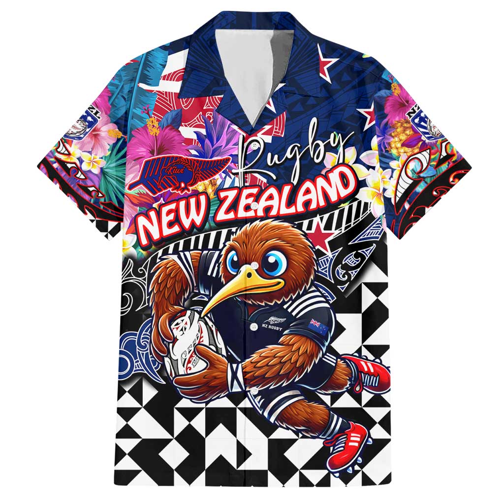 Personalized Kiwi New Zealand Rugby Hawaiian Shirt Kiwis Mascot Tropical Pattern