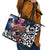 Kiwi New Zealand Rugby Leather Tote Bag Kiwis Mascot Tropical Pattern