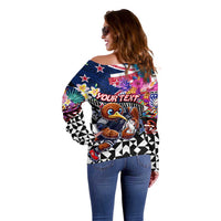 Personalized Kiwi New Zealand Rugby Off Shoulder Sweater Kiwis Mascot Tropical Pattern DT02 - Polynesian Pride
