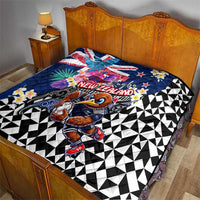 Kiwi New Zealand Rugby Quilt Kiwis Mascot Tropical Pattern