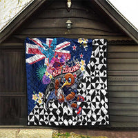 Kiwi New Zealand Rugby Quilt Kiwis Mascot Tropical Pattern