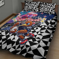 Kiwi New Zealand Rugby Quilt Bed Set Kiwis Mascot Tropical Pattern
