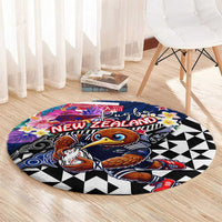 Kiwi New Zealand Rugby Round Carpet Kiwis Mascot Tropical Pattern