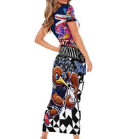 Personalized Kiwi New Zealand Rugby Short Sleeve Bodycon Dress Kiwis Mascot Tropical Pattern DT02 - Polynesian Pride