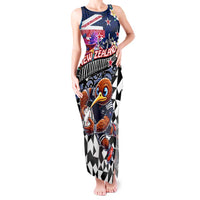 Personalized Kiwi New Zealand Rugby Tank Maxi Dress Kiwis Mascot Tropical Pattern DT02 Women Blue - Polynesian Pride