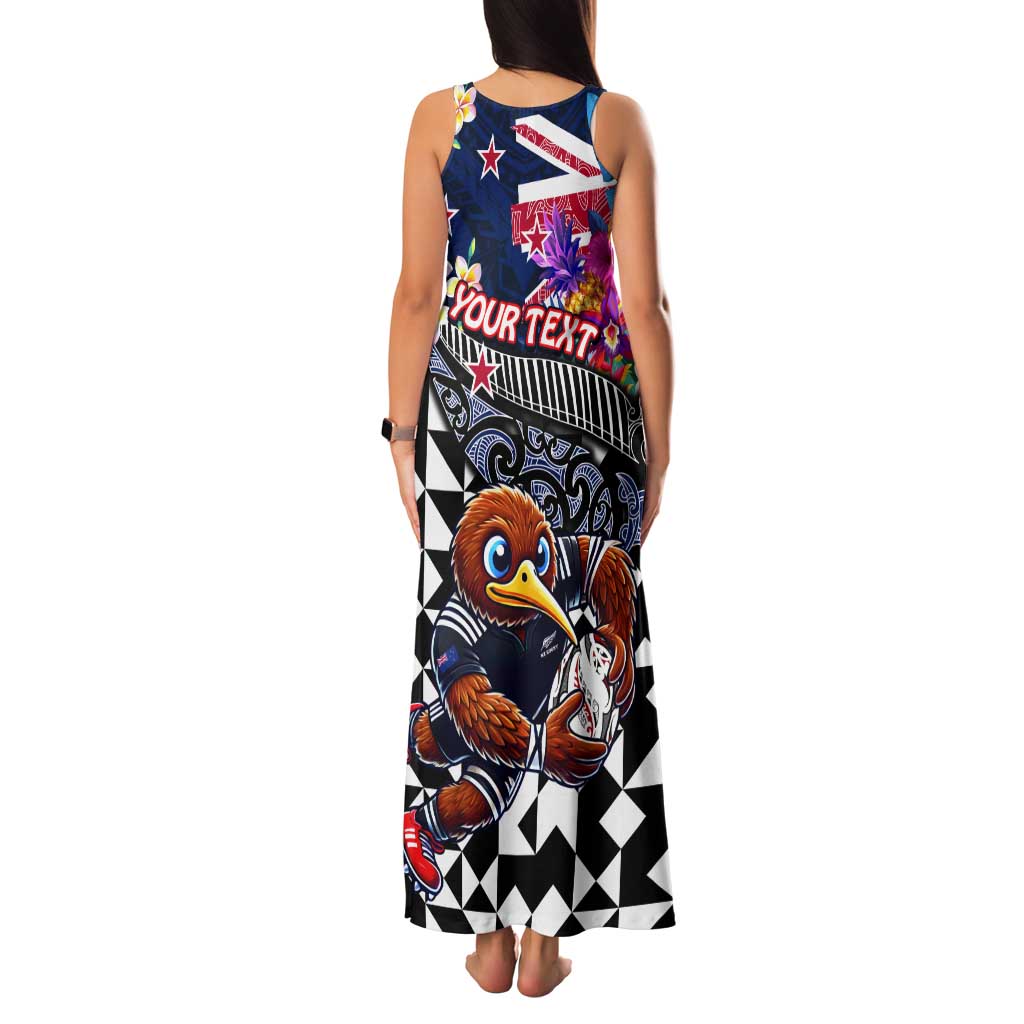 Personalized Kiwi New Zealand Rugby Tank Maxi Dress Kiwis Mascot Tropical Pattern DT02 - Polynesian Pride