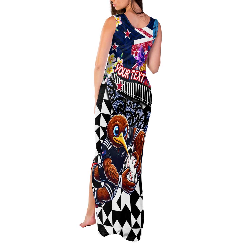 Personalized Kiwi New Zealand Rugby Tank Maxi Dress Kiwis Mascot Tropical Pattern DT02 - Polynesian Pride