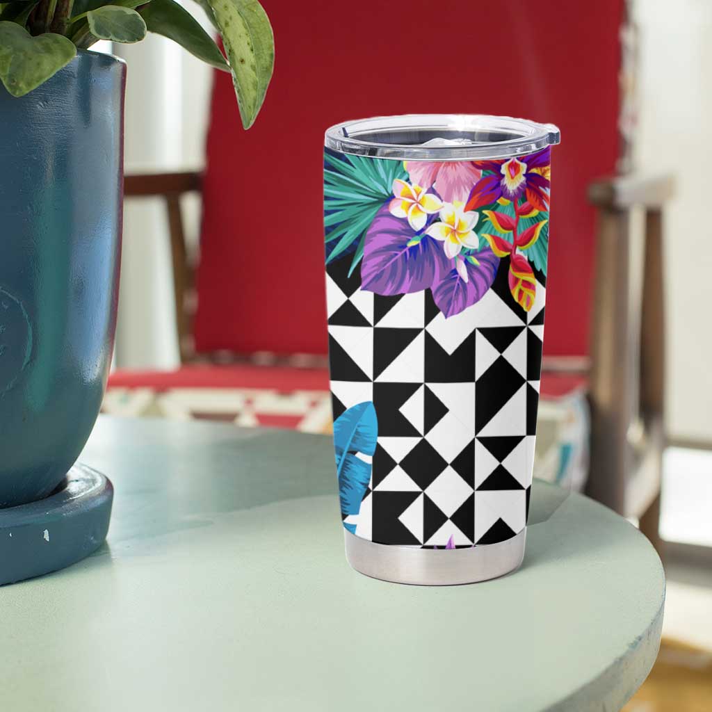 Kiwi New Zealand Rugby Tumbler Cup Kiwis Mascot Tropical Pattern