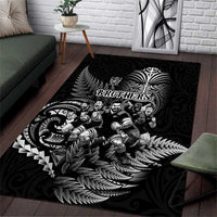 All Black Brothers Rugby Area Rug New Zealand Maori Haka