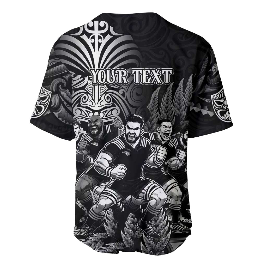 Personalized All Black Brothers Rugby Baseball Jersey New Zealand Maori Haka