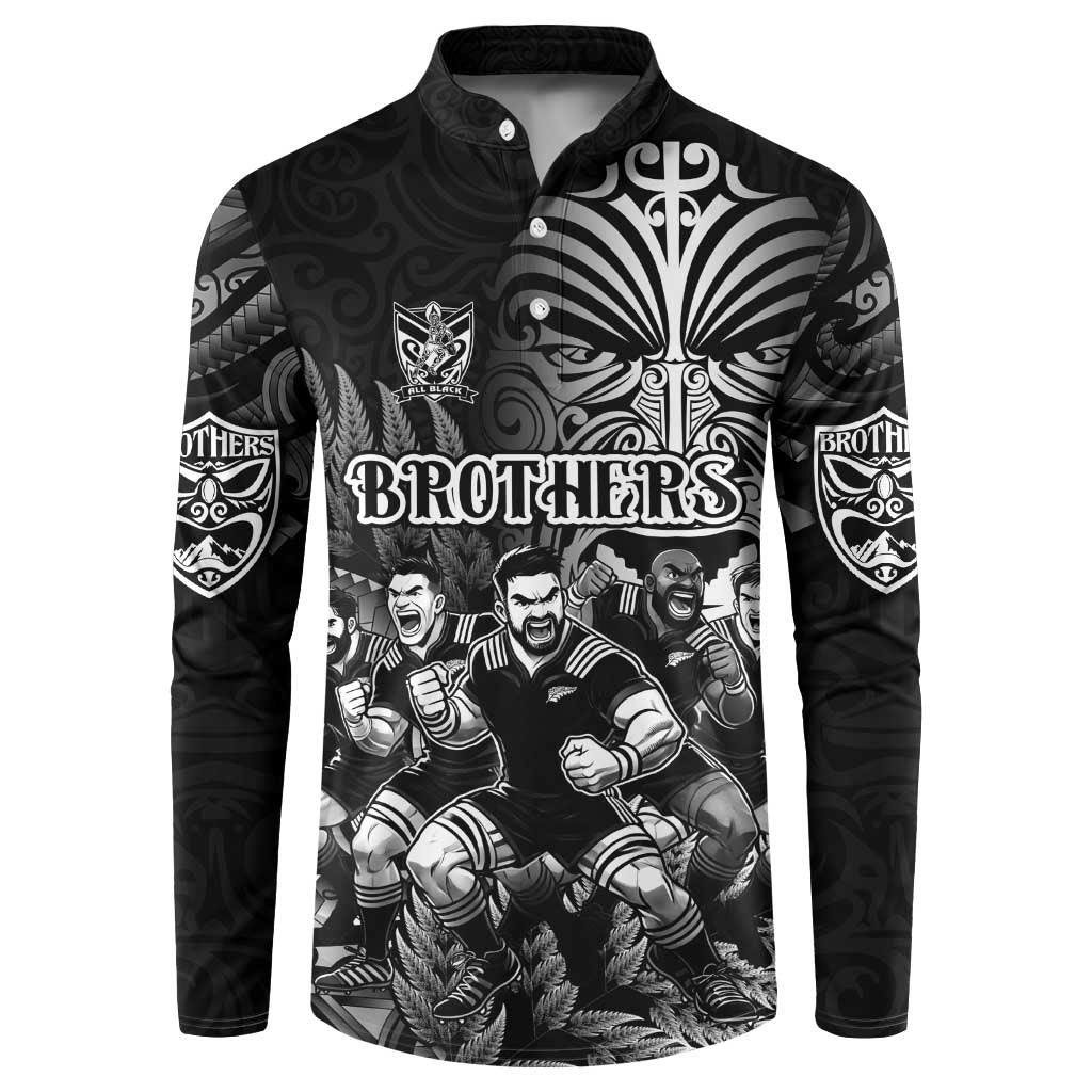 Personalized All Black Brothers Rugby Button Sweatshirt New Zealand Maori Haka
