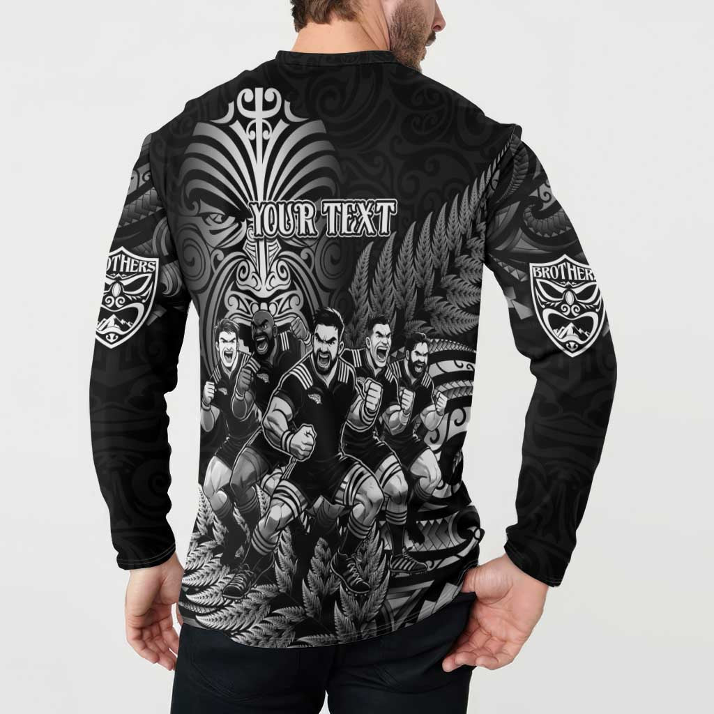 Personalized All Black Brothers Rugby Button Sweatshirt New Zealand Maori Haka