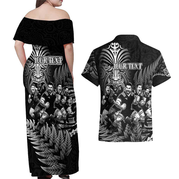 South Africa And Fiji Rugby Couples Matching Off Shoulder Maxi Dress and Hawaiian Shirt 2023 World Cup Fijian Tapa With Kente Pattern LT14