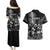 Personalized All Black Brothers Rugby Couples Matching Puletasi and Hawaiian Shirt New Zealand Maori Haka