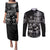Personalized All Black Brothers Rugby Couples Matching Puletasi and Long Sleeve Button Shirt New Zealand Maori Haka