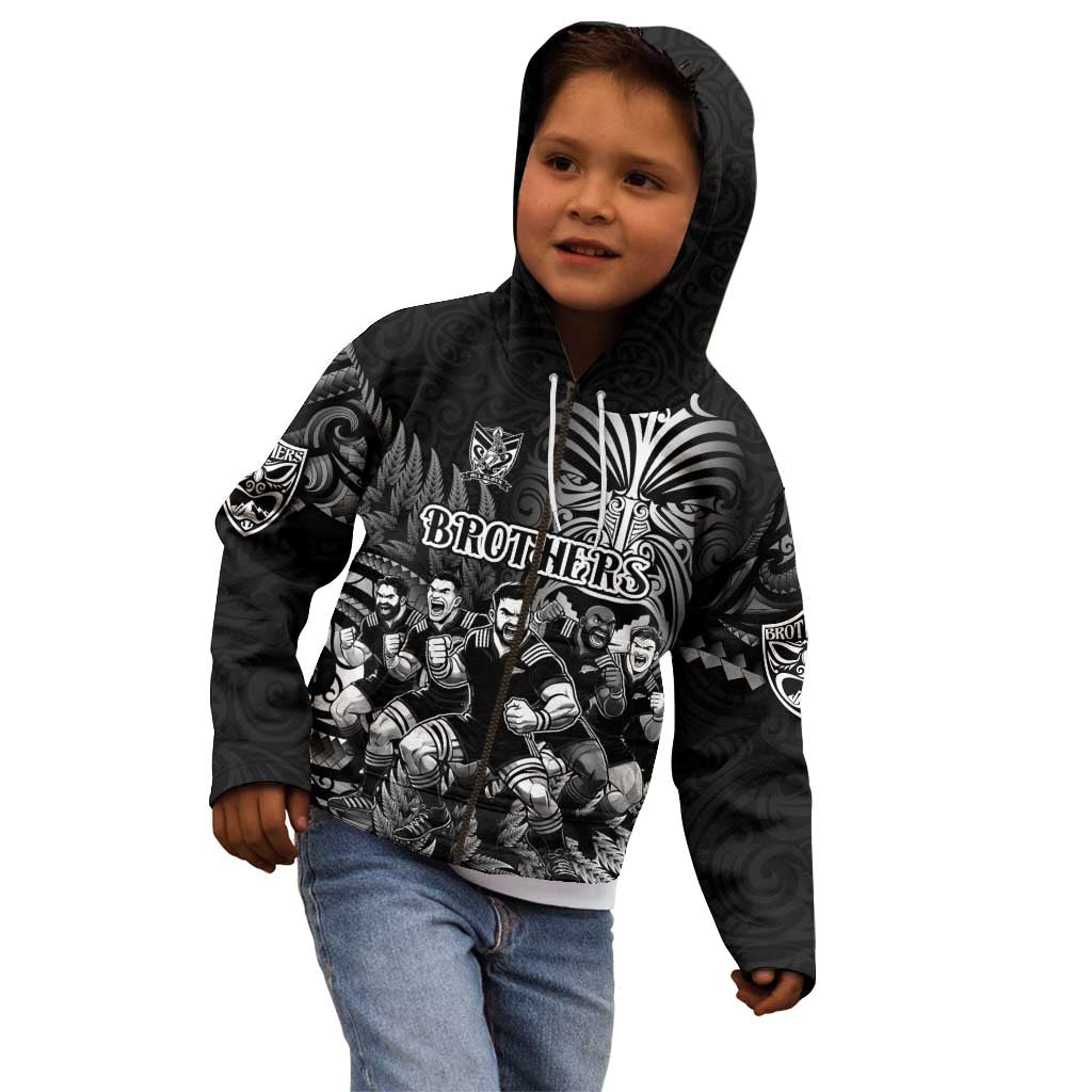 Personalized All Black Brothers Rugby Kid Hoodie New Zealand Maori Haka