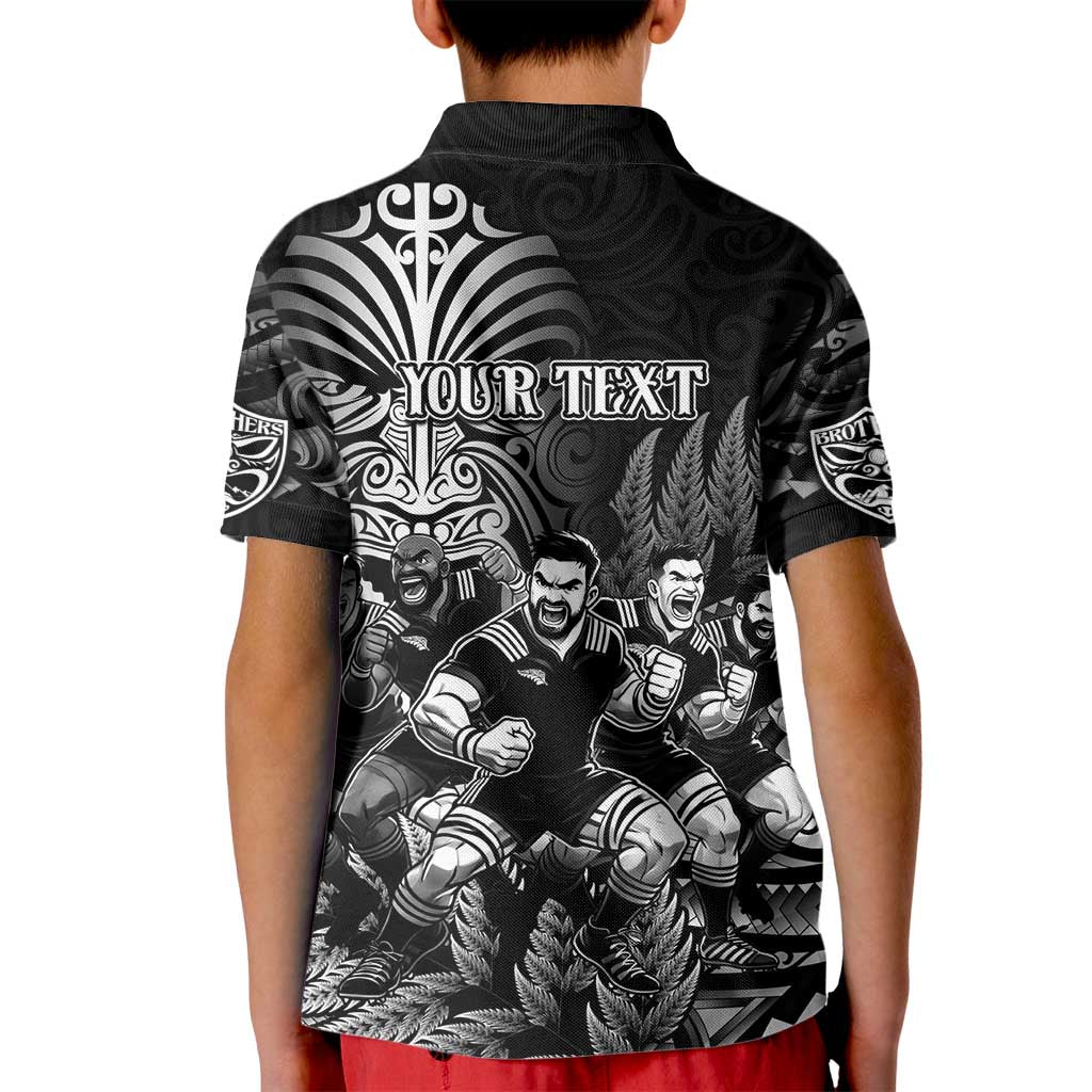 Personalized All Black Brothers Rugby Kid Polo Shirt New Zealand Maori Haka