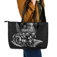 All Black Brothers Rugby Leather Tote Bag New Zealand Maori Haka